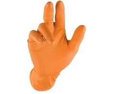 Vienkartinės nitrilinės pirštinės M-Safe Grippaz 246OR, 50 vnt dėžėje, 0,15mm storis, oranžinės, 8/M