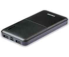 „Grixx“ nešiojamoji baterija, 10000 mAh, su mikro USB ir USB-C, juoda