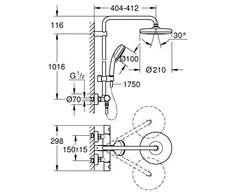 Grohe Tempesta Cosmo 210 termostatinė dušo sistema. chromas (yra naujas 26689000)