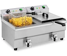 Royal Catering Elektrinė maitinimo dviguba gruzdintuvė su čiaupu 230 V 2 x 3200W 2 x 13 L