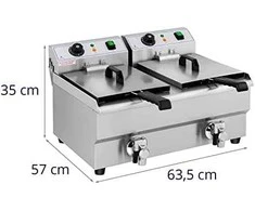 Royal Catering Elektrinė maitinimo dviguba gruzdintuvė su čiaupu 230 V 2 x 3000W 2 x 10 L