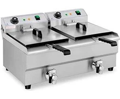 Royal Catering Elektrinė maitinimo dviguba gruzdintuvė su čiaupu 230 V 2 x 3200W 2 x 13 L