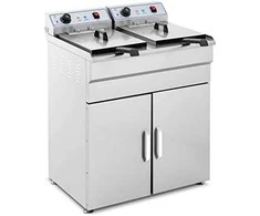 Royal Catering Dviguba dviejų kamerų gruzdintuvė su spintele 400V - 2x10L