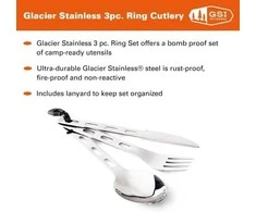 JAV GSI Glacier stainless ring cutlery 3pc valgymo įrankiai