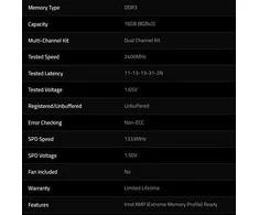 RAM G.Skill RipjawsX DDR3 16GB (2x8GB) 2400MHz CL11 1.65V XMP