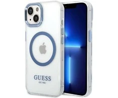 Guess GUHMP13MSAPSTK Apple iPhone 13 / 14 / 15 6.1″ juodos spalvos kietas dėklas Peony Logo Plate MagSafe