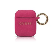 Guess GUACCSILGLFU AirPods dėklas fuchsia silikoninis Glitter