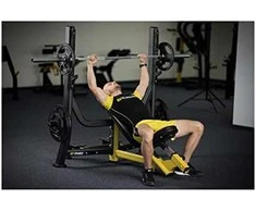 Gymrex Nuožulnus treniruočių suoliukas štangos spaudimui vertikaliai, juodos ir geltonos spalvos