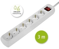 Hama Steckdosenleiste 6-fach, mit Schalter 3 m, Weiß