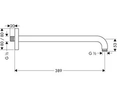 Hansgrohe Dušo galvos laikiklis, 389 mm, chromas