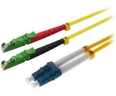Helos šviesolaidinis kabelis E2000® APC (LSH)/LC Duplex 9/125 µm OS2 geltonas 5,0 m