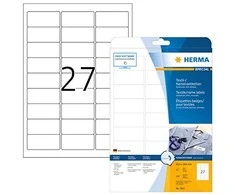 Herma Etiketės su pavadinimais, nuimamas, A4, 63.5 x 29,6 mm, baltos, pagamintos iš acetato šilko, printing - 4511