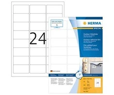 Herma Išorinės folijos etiketės atsparios atmosferos sąlygoms A4, 63.5 x 33,9 mm, baltos, labai tvirtos, temptos - 9537