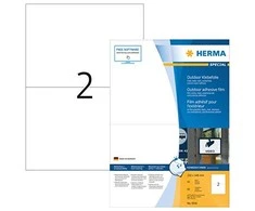Herma Aliejus atsparus folijos etiketė A4, 210 x 148 mm, balta, labai stiprus rankena, tempama - 9541