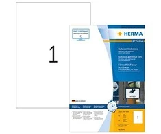 Herma Aliejus atsparus folijos etiketė A4, 210 x 297 mm, balta, labai stiprus rankena, tempama - 9543