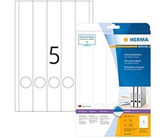 Herma Specialios etiketės segtuvams, A4, balta, matinė nepermatomas popierius, 125 vnt., užapvalintais kampais. (5130)