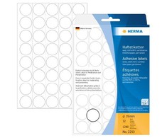 Herma Lipnios etiketės, apvalas, balta 19 mm 1280 vnt - 2250