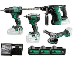 Rinkinys įrankių Hikoki HIKOKI.KIT 18V KC18DEWHZ (DS18DE+WH18DC+G18DBL+DH18DBL) 3x5.0Ah BAG
