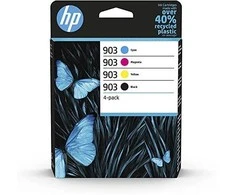 Hewlett Packard (HP) Hewlett-Packard kasečių rinkinys 903 (6ZC73AE), juoda, žydra, purpurinė, geltona kasetė