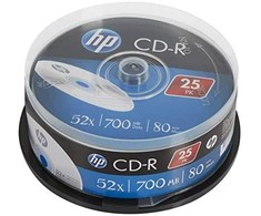 Hewlett Packard (HP) HP CD-R, CRE00015-3, 69311, 25 pak., 700 MB, 52x, 80 min., 12 cm, nespausdinama, torto dėžutė, duomenų archyvavimui