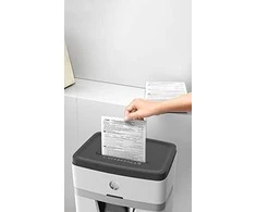 Hewlett Packard (HP) HP ONESHRED 12MC dokumentų smulkintuvas, mikropjovimas, P-5, 12 kortelių, 25l, šviesiai pilkas