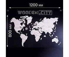 Dėlionė WOODEN CITY 3D Medinė pasaulio mapa XL mėlyna