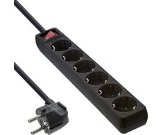 Galios juosta InLine 6 lizdai 1,5 m juodos (16461S)