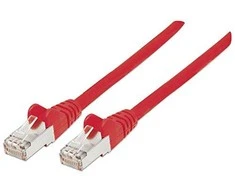 INTELLINET Premium tinklo kabelis, Cat6, SFTP 100 % varis, RJ45 kištukas / RJ45 kištukas, 0,25 m (1 pėda), Raudona, 739801