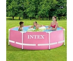 Vaikiškas apvalus baseinas su rėmais 244x76 cm rožinės spalvos INTEX 28290