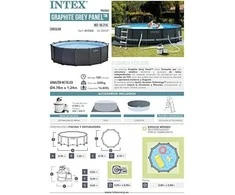 Karkasinis baseinas INTEX Graphite Gray Panel 4.78x1.24m
