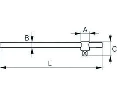 Rankena galvutėms T-formos 250mm 1/2" Irimo blisteryje