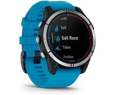 Išmanusis laikrodis Garmin Quatix 7 Base, Juodos spalvos apvadas su žydros spalvos silikoniniu dirželiu