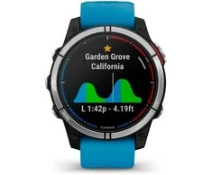Išmanusis laikrodis Garmin Quatix 7 Base, Juodos spalvos apvadas su žydros spalvos silikoniniu dirželiu