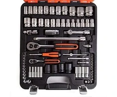 Bahco Galvučių, terkšlės ir priedų rinkinys 1/2" + 1/4" 77vnt