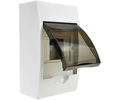 Kanlux 3830 Modulinis paskirstymo skydas plastikinis 1x4 paviršinio montavimo IP40 IK06 N+PE II klasės skaidrus durų rutulinis DB104S 1X4P/SMD balta 3830