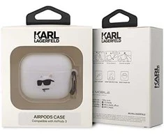 Dėklas Karl Lagerfeld KLA3RUNCHH AIRPODS 3 COVER Baltas/Baltas SILICONE CHAPETTE HEAD 3D
