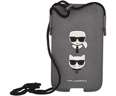 Karl Lagerfeld krepšys 6,7" dėklas Saffiano Ikonik Karl&amp;Choupette Head (KLHCP12LOPHKCG) pilkos spalvos