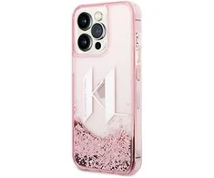 Karl Lagerfeld KLHCP14LLBKLCP Apple iPhone 14 Pro 6,1″rožinės spalvos kietas dėklas Liquid Glitter Big KL