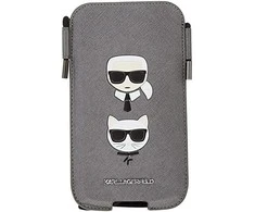 Karl Lagerfeld krepšys 6,1" dėklas Saffiano Ikonik Karl&amp;Choupette Head (KLHCP12MOPHKCG) pilkos spalvos