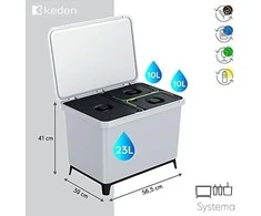 Šiukšliadėžė Systema Prosperplast 2x10L+23L baltas