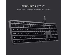 su laidu klaviatūra USB C QWERTY Satechi Slim W3 su laidu ST-UCSW3M space pilka