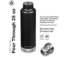 JAV Klean Kanteen Insulated Classic Pour Through cap juodas 750ml termosinė gertuvė