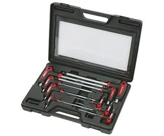 T- formos raktų komplektas, šešiakampiai HEX 2-12 mm, 9 vnt, KS Tools