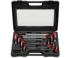 T- formos raktų komplektas, šešiakampiai HEX 2-12 mm, 9 vnt, KS Tools