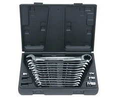 Kombinuotų terkšlinių raktų komplektas su adapteriais 16vnt, KS Tools