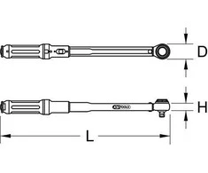 Dinamometrinis raktas su terkšle ERGOTORQUEprecision 1/2" 20-100Nm, KS Tools