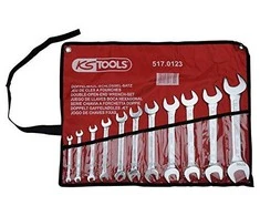 Raktų atvirais galais komplektas, 11vnt, 6x7-30x32mm, KS Tools