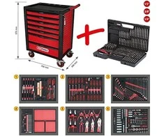 Įrankių vežimėlis RACINGline, 7 stalčiai +598vnt įrankių, KS Tools