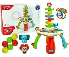 Lean Toys Interaktyvus žaislas vaikams su mokymosi lenta ir rutuline čiuožykla