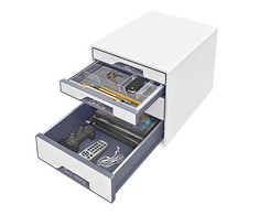 Leitz LEITZ CUBE WOW Schubl. Box perlweiss mitas 4 Schubward, tvirtas ir stabilus ansprechend 2-farbigem WOW Design in hochglanz - 52132001